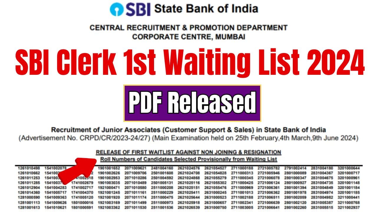 SBI Clerk 1st Waiting List 2024