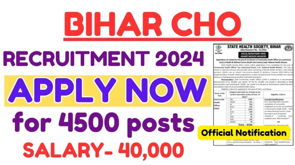 Bihar CHO Recruitment 2024