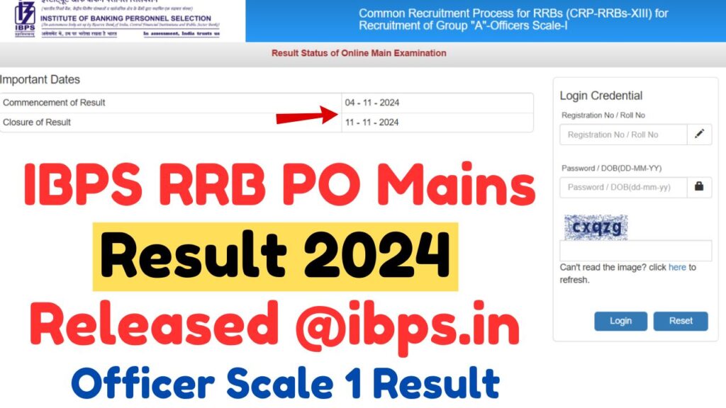 IBPS RRB PO Mains Result 2024